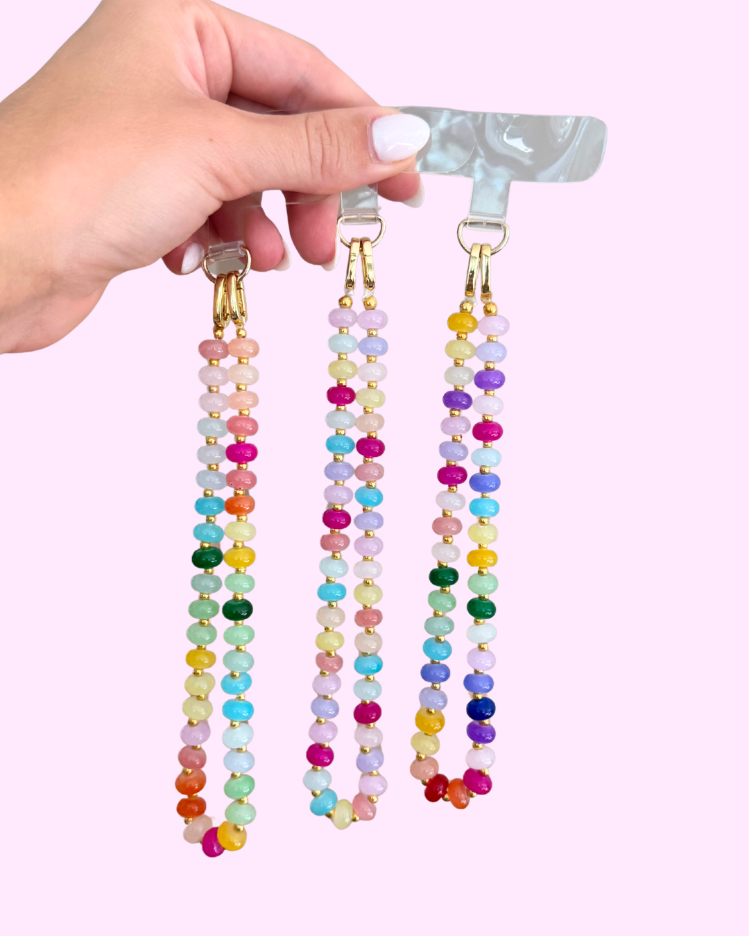 Rainbow Beaded Phone Chain