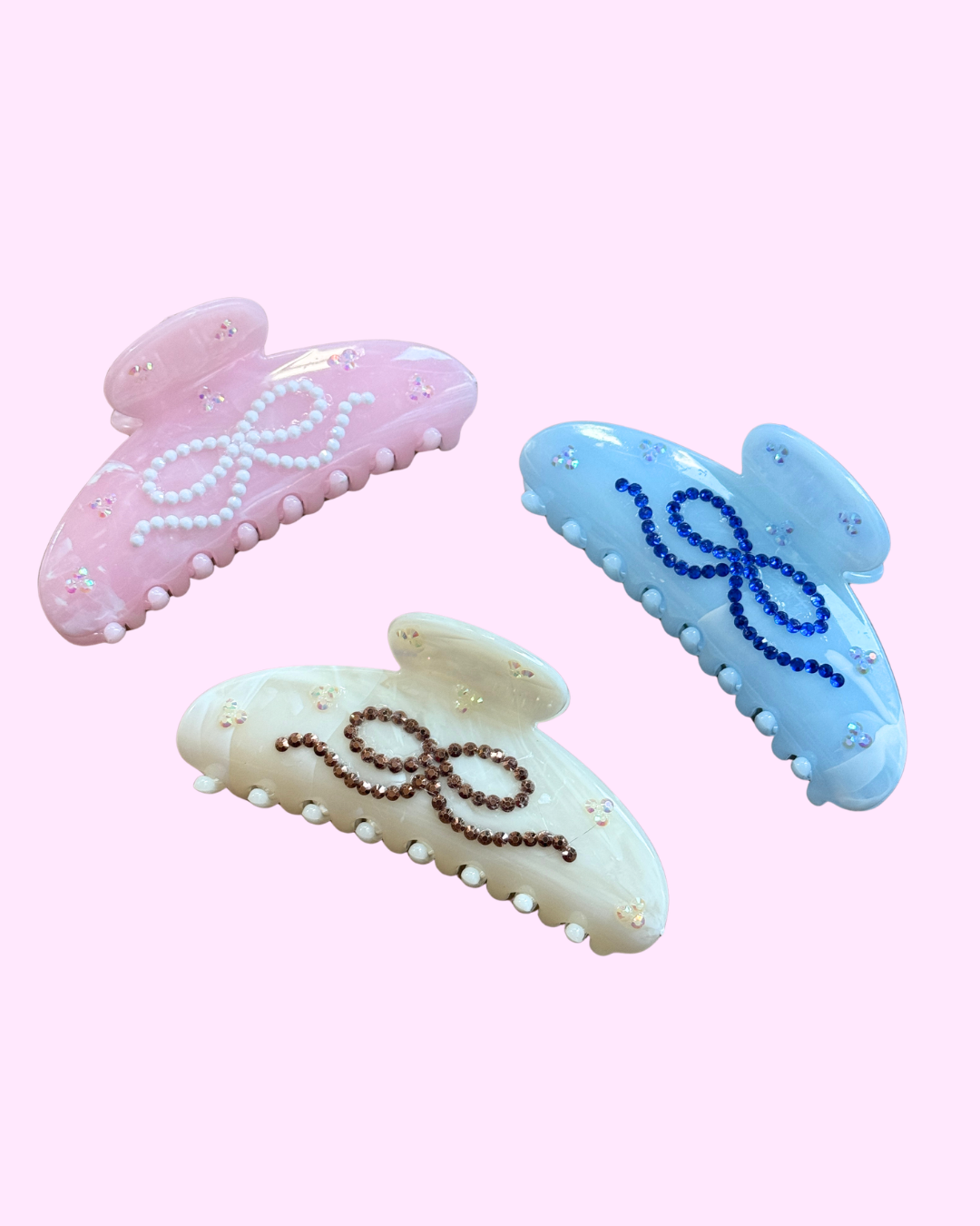 Bedazzled Bow Claw Clip