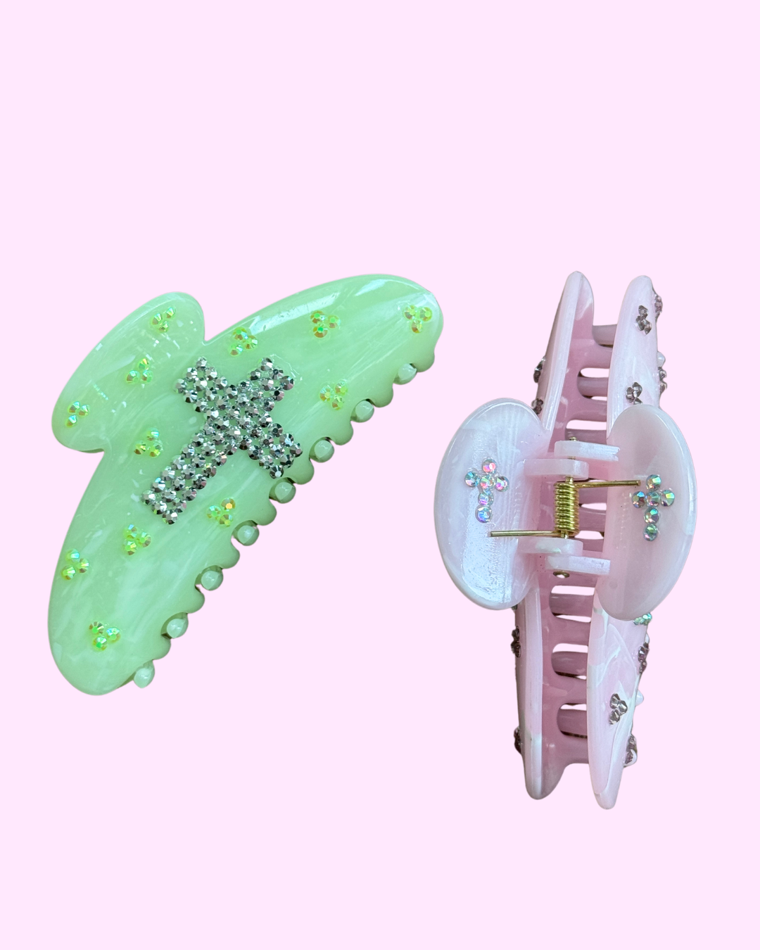 Bedazzled Cross Claw Clip