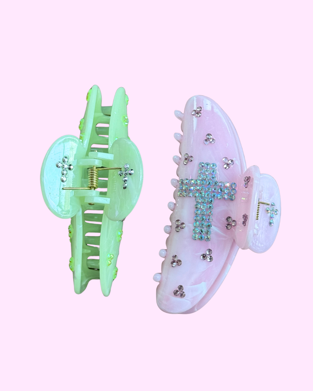Bedazzled Cross Claw Clip